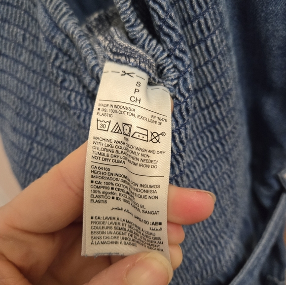 OLD NAVY Sleeveless Tie-Belt Utility Jean Blue Wide Leg Jumpsuit 100% Cotton Sm - Picture 7 of 7